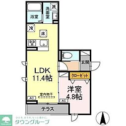 京王相模原線 京王永山駅 徒歩15分の賃貸アパート 3階1LDKの間取り
