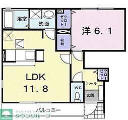 ラ　ソレイユ 1階1LDKの間取り