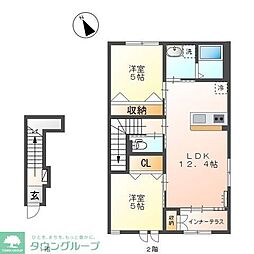 京王線 聖蹟桜ヶ丘駅 徒歩19分の賃貸アパート 2階2LDKの間取り