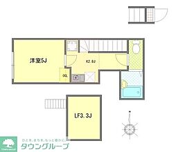 JR中央線 国分寺駅 徒歩8分の賃貸アパート 2階1Kの間取り