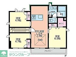 JR中央線 武蔵小金井駅 徒歩20分の賃貸アパート 2階3LDKの間取り