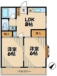 エレガント府中 2LDKの間取図画像