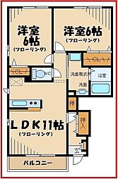 ペア・ガーデン 2LDKの間取図画像