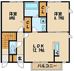 ウィスタリア 2LDKの間取図画像