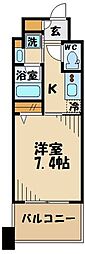 ZOOM府中 1Kの間取図画像