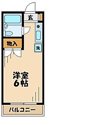 クレセントハイム ワンルームの間取図画像