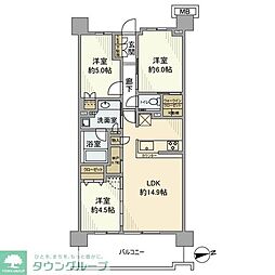 プラウドシティ国立 3LDKの間取図画像