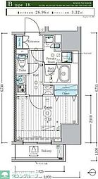 MAXIV東府中 1Kの間取図画像