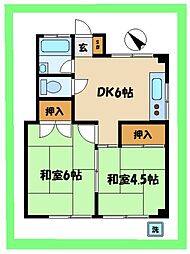 サンハイツ 2DKの間取図画像