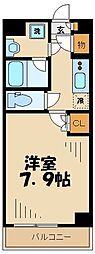 プレール・ドゥーク千歳烏山 1Kの間取図画像