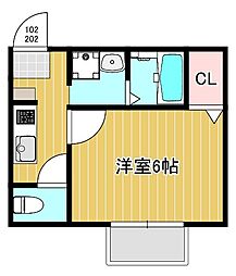 L’Aria　Omiya 1階1Kの間取り