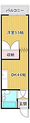 松嶋コーポ 1DKの間取図画像