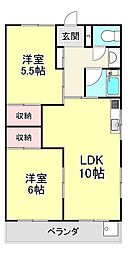 武蔵ハイツ 2LDKの間取図画像