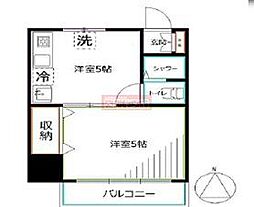 第2萩原ビル 2階1Kの間取り