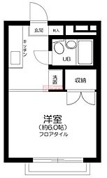 マツダハウスＢ棟 202 2階ワンルームの間取り