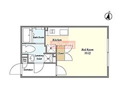 ライトテラス中野坂上 2階ワンルームの間取り
