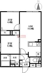 マリオン杉並 4階2LDKの間取り