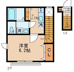 プランドル 2階1Kの間取り