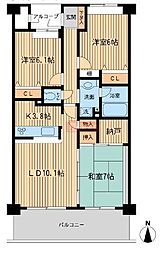 アソシエール野方 3LDKの間取図画像
