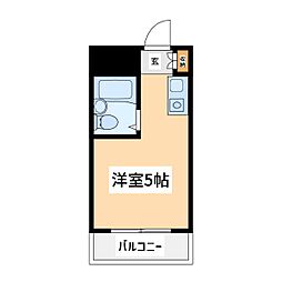 JR中央線 八王子駅 徒歩9分の賃貸マンション 6階ワンルームの間取り