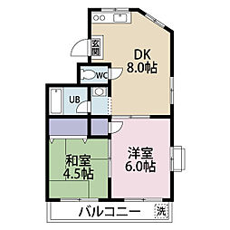 グレース広ケ谷戸 2DKの間取図画像