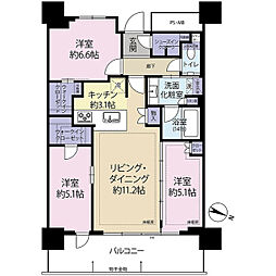 URAWA THE TOWER 3LDKの間取図画像