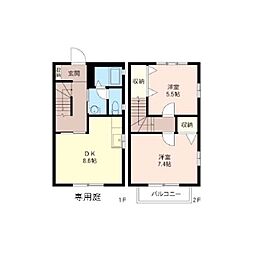 ウイングテラスA 2DKの間取図画像