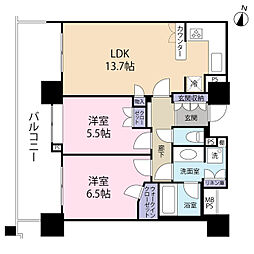 ライオンズマンションコスタ・タワー浦和 2LDKの間取図画像