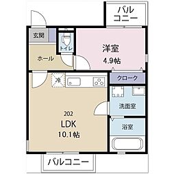 ウェルビル元町 1LDKの間取図画像