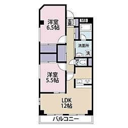 サンタローゼ 2LDKの間取図画像