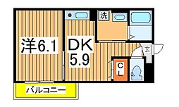 クロレ南流山6 3階1DKの間取り