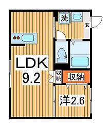 ウィザース 1階1LDKの間取り