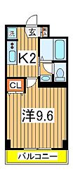 ラティニア 2階1Kの間取り