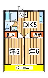 第3インペリアルハイツ 2DKの間取図画像