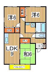 サニーハイツ三番館 3LDKの間取図画像