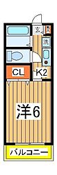 ベルツリー 1Kの間取図画像
