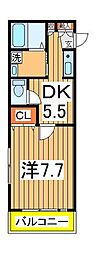 コンブリオ柏 1DKの間取図画像