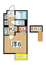 フォレスト柏 1Kの間取図画像
