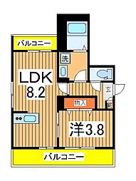 ソーレIII 1LDKの間取図画像