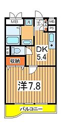 コンブリオ柏 1DKの間取図画像