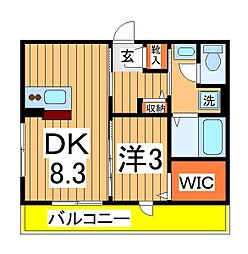 クレア 1DKの間取図画像