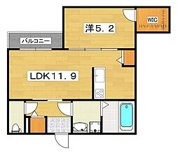 シエーナ楠葉ジェミオス 3階1LDKの間取り