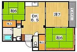 トリヴァンベール森 3DKの間取図画像