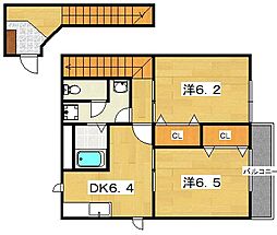 ラフィネ壱番館 2DKの間取図画像