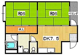 香楽園マンション 2DKの間取図画像