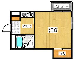 ジョイフルクズハ1 ワンルームの間取図画像