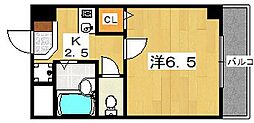 知足庵マンション 1Kの間取図画像