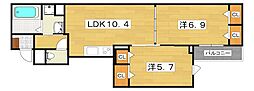 ヒカルサ枚方高野道 2LDKの間取図画像