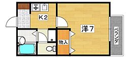 グリーンヒル・カリム 1Kの間取図画像