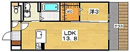 シャルマンコート楠葉 1LDKの間取図画像